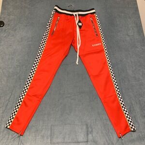 Karter Collection Sweatpants Mens Small Red Drawstring Ankle Zip Tapered Leg